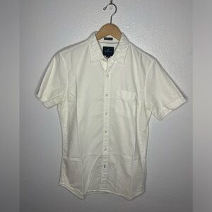 American Eagle Men’s Seriously Soft Short Sleeve Button Down Shirt white  Small